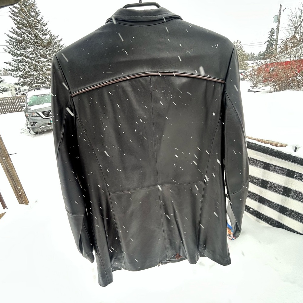 Soft Genuine Leather Jacket with Leopard-print Lining - Picture 6 of 16